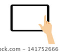 Illustration of a tablet and a hand operating it 141752666