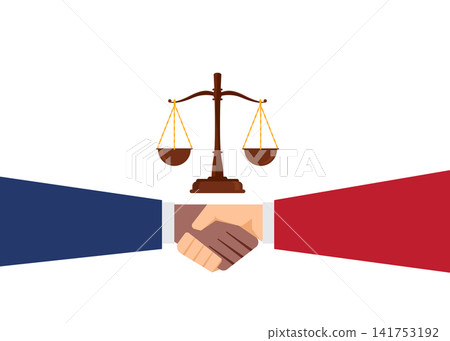 lawyers shaking hands to reach agreement in legal dispute resolution lawyers shaking hands to reach agreement in legal dispute resolution 141753192
