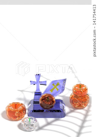 3DCG image of a glass Halloween ornament, vertical orientation, with margins. 3DCG image of a glass Halloween ornament, vertical orientation, with margins. 141754413