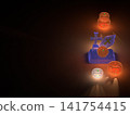 帶有邊框的玻璃萬聖節飾品的3DCG夜景圖。 141754415