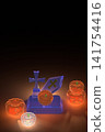 3DCG 夜景玻璃萬聖節飾品，直式版，有邊距。 141754416