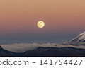 Majestic full moon rising alongside Antisana glacier in the Andes 141754427