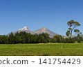 Majestic Illinizas: Snowy and Rocky Peaks Above Green Fields 141754429