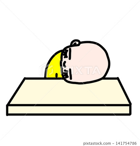 A toddler sleeping with their head on the table A toddler sleeping with their head on the table 141754786