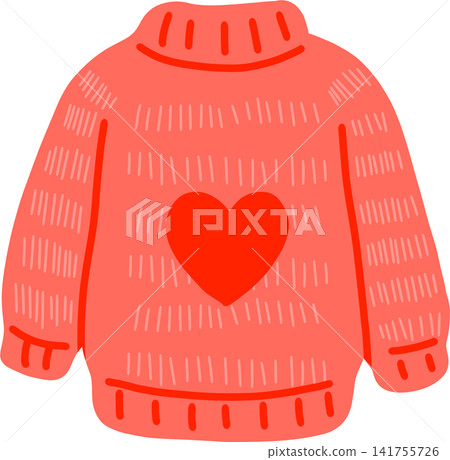 Red Knit Sweater with Heart Red Knit Sweater with Heart 141755726