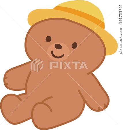 Bear Wearing Straw Hat Bear Wearing Straw Hat 141755765