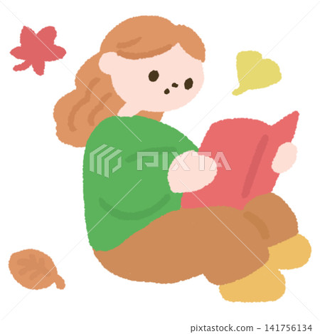 秋季讀書女子的插圖 秋季讀書女子的插圖 141756134