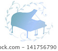 Illustration of leaves and a blue piano 141756790