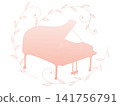 Illustration of leaves and a pink piano 141756791