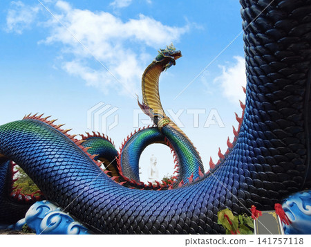 Giant Thai dragon serpent sculpture, sacred Naga statue in Thailand landmark Giant Thai dragon serpent sculpture, sacred Naga statue in Thailand landmark 141757118