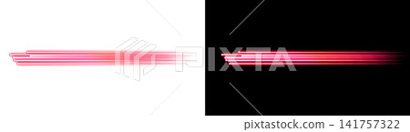 Glowing red speed lines, flashing light trails, light effect on a transparent background. Glowing red speed lines, flashing light trails, light effect on a transparent background. 141757322