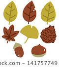 Autumn leaves and nuts set 141757749