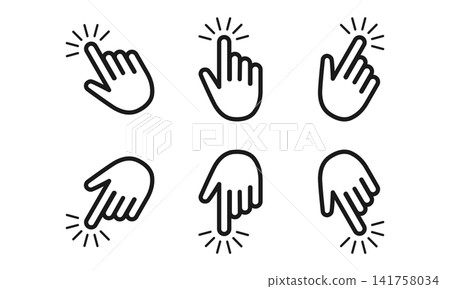 Hand cursor icon set 141758034