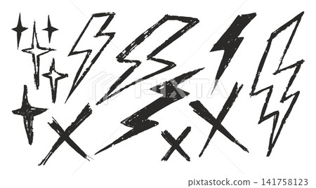 Abstract lightning bolt designs in various styles 141758123