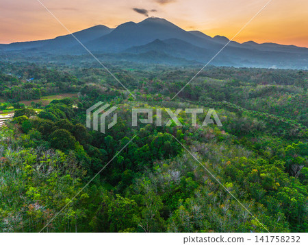 Aerial view of Sapa rice terraces at sunrise with golden light over green fields and misty mountain valleys Aerial view of Sapa rice terraces at sunrise with golden light over green fields and misty mountain valleys 141758232