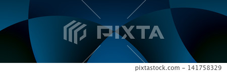 Dark blue background featuring abstract curved geometric shapes. Perfect for technology banners, web headers, and posters. Dark blue background featuring abstract curved geometric shapes. Perfect for technology banners, web headers, and posters. 141758329