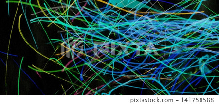 Abstract Light Trails in Neon Colors Creating a Dynamic Energy Pattern on Dark Background Texture Abstract Light Trails in Neon Colors Creating a Dynamic Energy Pattern on Dark Background Texture 141758588