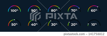 rainbow gradient half ring progress percentage indicators set rainbow gradient half ring progress percentage indicators set 141758812