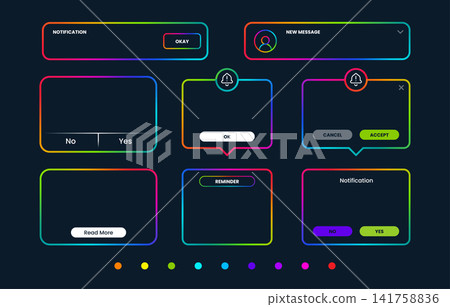 rainbow gradient notification popups and modal windows ui set rainbow gradient notification popups and modal windows ui set 141758836