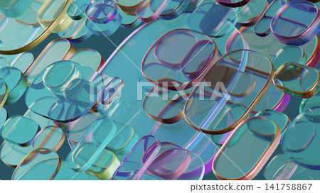 Vibrant Glass Strips Create Iridescent Abstract Art for Modern Design and Creative Projects 141758867