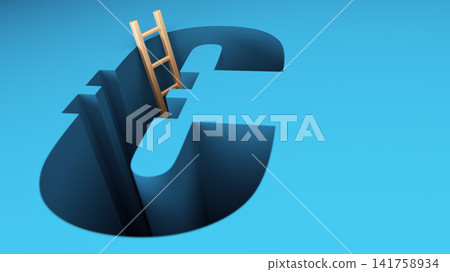 Ladder Over a Deep Currency Symbol Cutout Representing Financial Opportunity and Career Growth Ladder Over a Deep Currency Symbol Cutout Representing Financial Opportunity and Career Growth 141758934