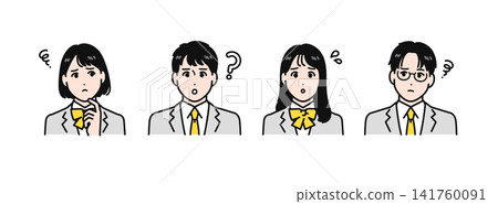 一組簡單的向量插圖,描繪了一名身穿西裝外套、神情憂鬱的高中生。 一組簡單的向量插圖,描繪了一名身穿西裝外套、神情憂鬱的高中生。 141760091