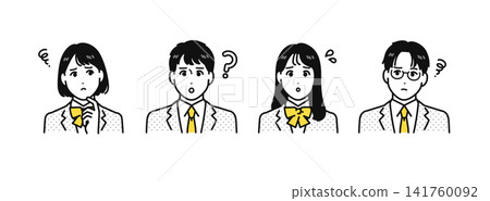 一套用於描述四個問題高中生的面部表情圖示。 一套用於描述四個問題高中生的面部表情圖示。 141760092