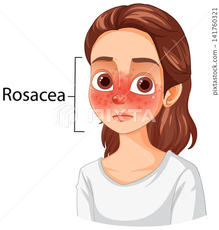 Medical Illustration of a Woman with Rosacea Skin Condition Medical Illustration of a Woman with Rosacea Skin Condition 141760321
