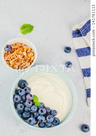 Healthy Yogurt Breakfast with Blueberries and Granola Healthy Yogurt Breakfast with Blueberries and Granola 141761115