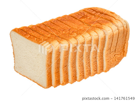 Sliced white sandwich bread loaf isolated on white background Sliced white sandwich bread loaf isolated on white background 141761549