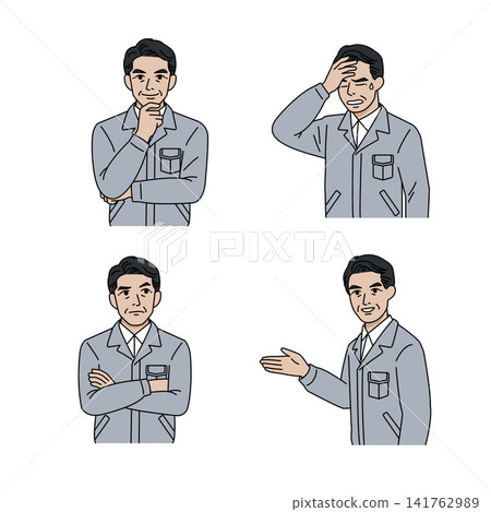 Male boss's gray work uniform, 4-piece set (4 pieces) Male boss's gray work uniform, 4-piece set (4 pieces) 141762989