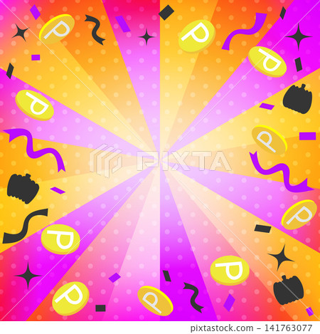 Square banner material with copy space, featuring coins and Halloween icons. Square banner material with copy space, featuring coins and Halloween icons. 141763077