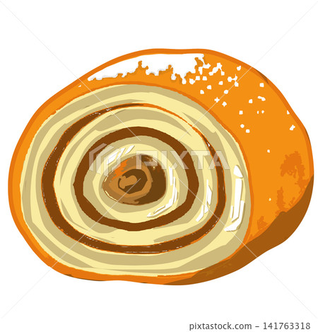 Sweet Cinnamon Roll Pastry with Spiral Shape Illustration Sweet Cinnamon Roll Pastry with Spiral Shape Illustration 141763318