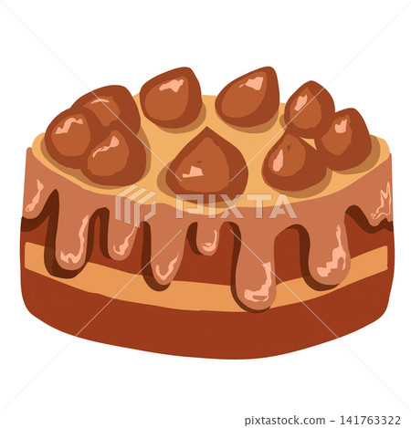 Chocolate Pound Cake with Ganache Drip Illustration Chocolate Pound Cake with Ganache Drip Illustration 141763322
