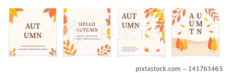 Autumn Square Banner Templates Set 141763463