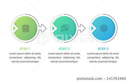 Three Steps Horizontal Process Flow Diagram Three Steps Horizontal Process Flow Diagram 141763469