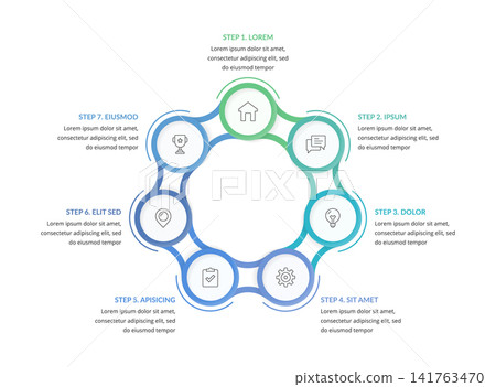 Seven Steps Circular Infographic Template Seven Steps Circular Infographic Template 141763470