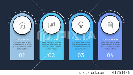 Four Steps Process Flow Infographic Template 141763486