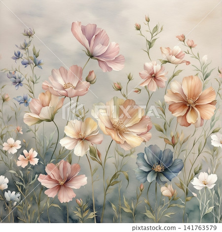 Lush Watercolor Floral Seamless Patterns With Rich Garden Flower Motifs Lush Watercolor Floral Seamless Patterns With Rich Garden Flower Motifs 141763579