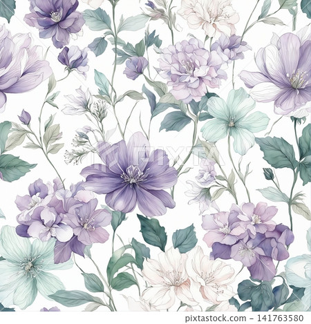 Lush Watercolor Floral Seamless Patterns With Rich Garden Flower Motifs Lush Watercolor Floral Seamless Patterns With Rich Garden Flower Motifs 141763580