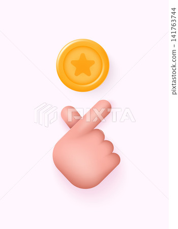 Hand with coins flying. Money saving in business concept. Safe finance investment. Financial services. 3D Web Vector Illustrations. Hand with coins flying. Money saving in business concept. Safe finance investment. Financial services. 3D Web Vector Illustrations. 141763744