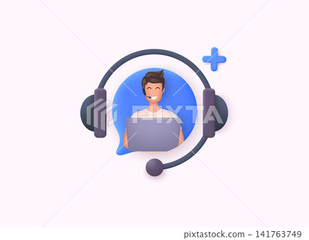 Call center, online customer support. Contact Us Customer Service For Personal Assistant Service, Person Advisor and Social Media Network. 3D Web Vector Illustrations. Call center, online customer support. Contact Us Customer Service For Personal Assistant Service, Person Advisor and Social Media Network. 3D Web Vector Illustrations. 141763749
