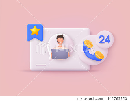 Call center, online customer support. Contact Us Customer Service For Personal Assistant Service, Person Advisor and Social Media Network. 3D Web Vector Illustrations. Call center, online customer support. Contact Us Customer Service For Personal Assistant Service, Person Advisor and Social Media Network. 3D Web Vector Illustrations. 141763750