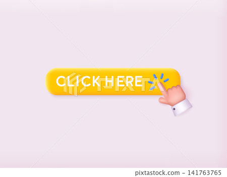 Click here 3d button with hand pointer clicking. Navigation search for web browser. 3D Web Vector Illustrations. Click here 3d button with hand pointer clicking. Navigation search for web browser. 3D Web Vector Illustrations. 141763765