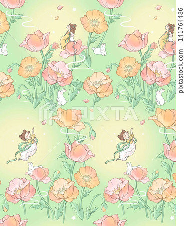 Soft Pastel Cute Kid And Delicate Floral Seamless Pattern Big Collection 141764486