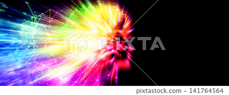 Abstract art background depicting a human profile and creativity as light energy rushes through it. Abstract art background depicting a human profile and creativity as light energy rushes through it. 141764564