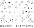 手繪風格閃光與星星裝飾插畫集 141764865