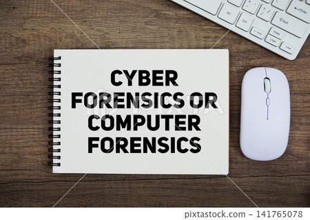 Cyber Forensics or Computer Forensics text written on notepad with gavel and keyboard on wooden background Cyber Forensics or Computer Forensics text written on notepad with gavel and keyboard on wooden background 141765078