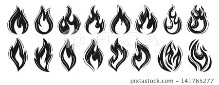 Fire flame icon set bonfire campfire fireball wildfire silhouette symbol design cartoon illustration Fire flame icon set bonfire campfire fireball wildfire silhouette symbol design cartoon illustration 141765277