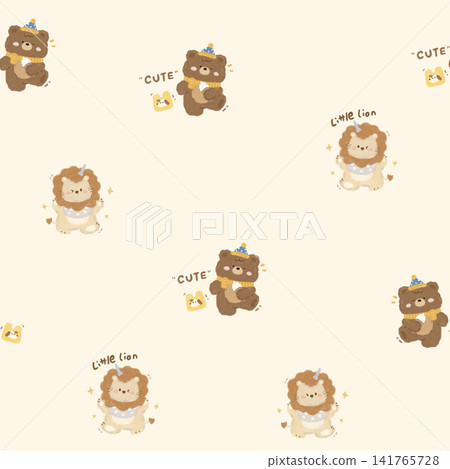 Diverse Seamless Pattern Collection With Vintage Florals And Cute Cartoon Animals Diverse Seamless Pattern Collection With Vintage Florals And Cute Cartoon Animals 141765728